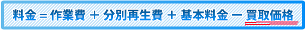 料金=作業費+分別再生費+基本料金−買取価格